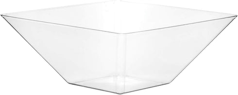 PLASTICPRO Disposable Square Plastic Large Clear Serving Bowls, Extra Heavy Duty for Party Snack, Pack of 4