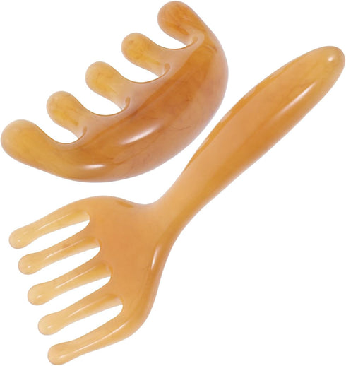 minkissy Amber Scalp Massager Set 2 Pieces Manual Five-Claw and Wide-Tooth Scraping