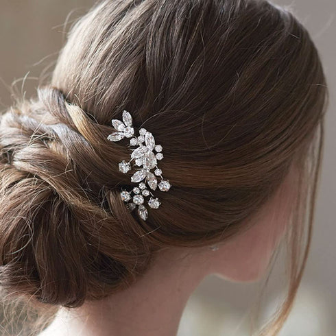 Unicra Silver Crystal Bride Wedding Hair Comb Bridal Headpiece Rhinestone Accessories for Women and Girls (A-Silver)