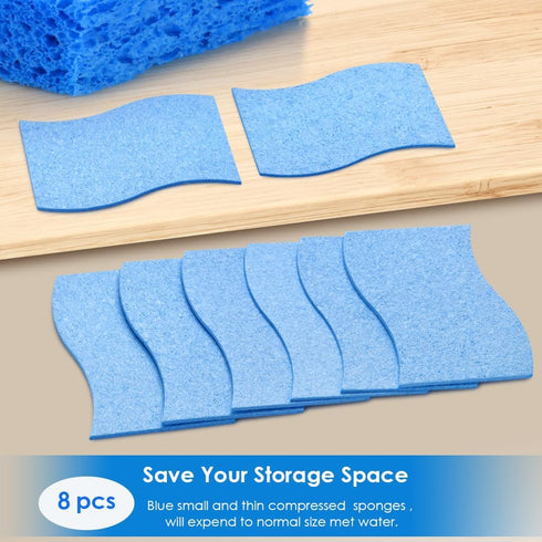 Wsivoiv 8PCS Dish Sponges Kitchen, Premium Blue Dish Washing Kitchen Sponge, Compressed Cleaning Sponges for Cleaning