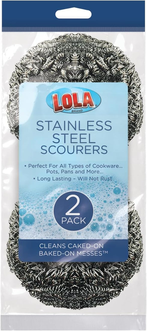 Lola Products Stainless Steel Scouring Pad, 18 Grams, Curled Flat Wire for Cookware Cleaning, 1 Pack