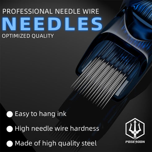 POSEIDON Tattoo Cartridges Needles, 20PCS Disposable #12 Standard Round Shader Tattoo Needle