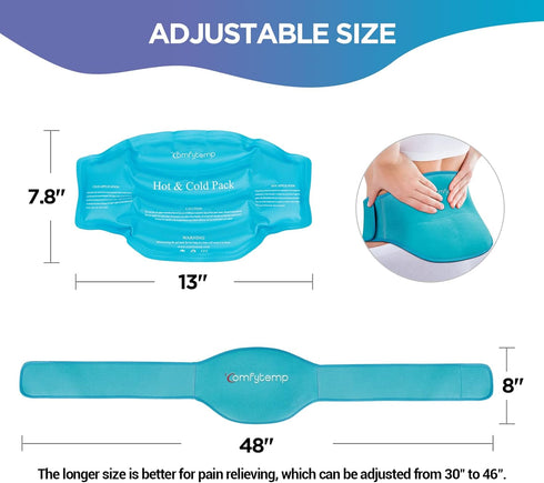 Comfytemp Ice Pack for Lower Back Pain Relief, Reusable Gel Wrap for Sciatica Injuries with Hot Cold Compression