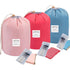 INVODA 3PCS Drawstring Cosmetic Bag, Travel Makeup Bag for Women, Portable Toiletry Organizer Bag (Pink+Red+Blue)