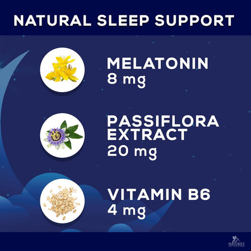 Melatonin Gummies 8mg - Extra Strength Sleep Support with 20mg Passiflora, Vegan & Non-GMO, Berry Flavor - 120 Gummies