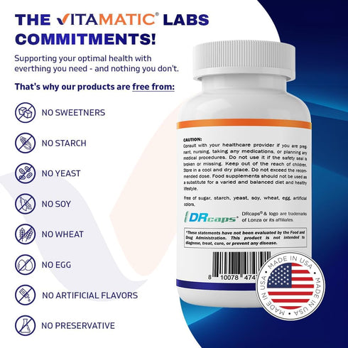 Vitamatic Bifidobacterium Longum, 6 Billion CFU per DR Capsule, 60 Count, Intestinal Health Support