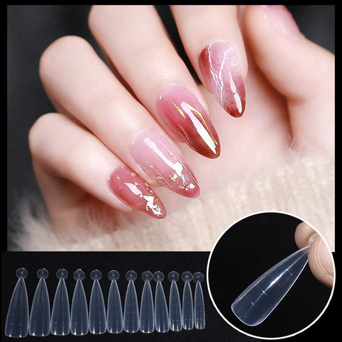 NMKL38 Clear Dual Forms Acrylic Nail System UV Gel Nail Mold Full Cover False Nail Tips with Scale (120 Water Drops)