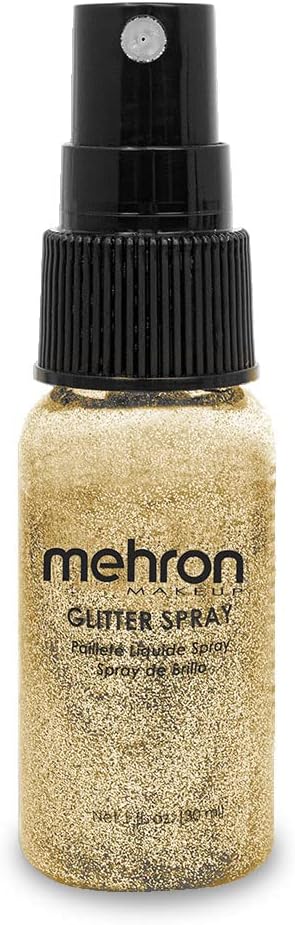 Mehron Makeup GlitterSpray | Hair and Body Glitter Spray, 1 fl oz (Gold) for Beauty, Parties