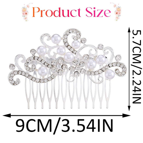 Yean Decorative Bride Wedding Hair Combs - Rhinestones Bridal Hair Accessories for Bridesmaids (Silver)