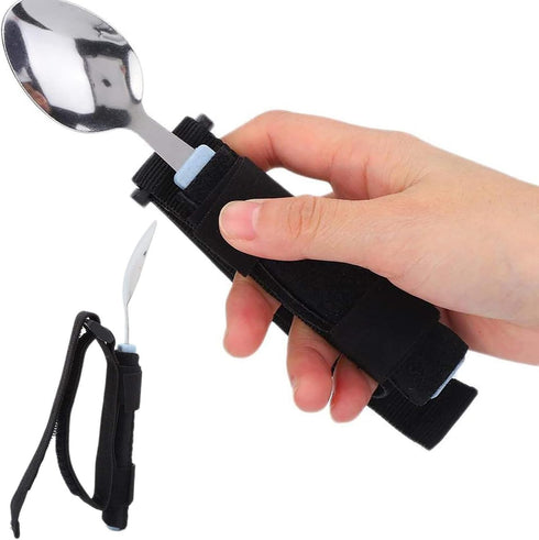 Universal Cuff Adaptive Utensils Holder for Elderly Adults, Eating Assistance, Spoon Fork Gripping Strap for Disabled