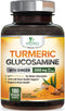 Turmeric Curcumin Supplement 2000mg with Glucosamine Chondroitin & Ginger - Nature's Joint Support, 180 Capsules