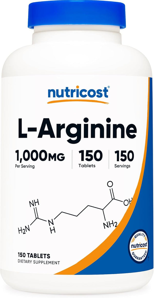 Nutricost L-Arginine 1000mg Amino Acid Tablets - 150 Tablets