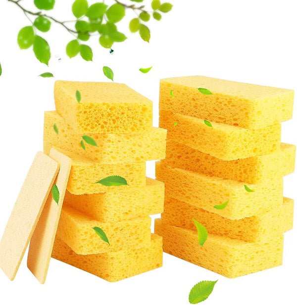 METUUTER 12-Count Cleaning Scrub Sponge, Compressed Cellulose Non-Scratch Natural Sponges for Kitchen Bathroom