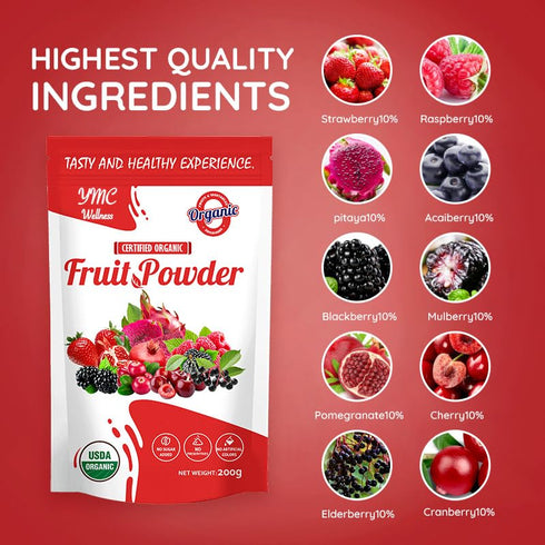 Organic Superfood Fruit Powder Smoothie & Juice mix - Antioxidants Rich Nutrients. Digestive Health, Weight Management, Immune Boosting, Energy boosting, Vitality, Vegan, Non- GMO, Gluten Free, Vegan.