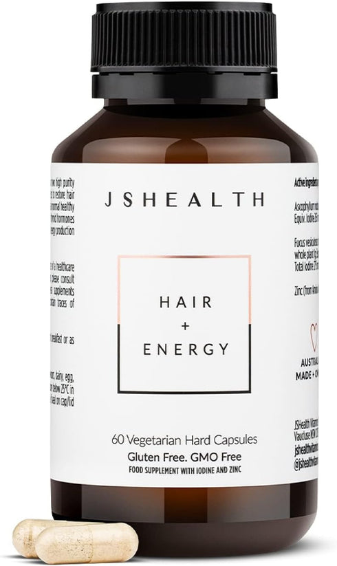 JSHealth Hair Formula - Vitamins for Hair Growth and Energy with Zinc and Iodine, 60 Capsules for Men and Women