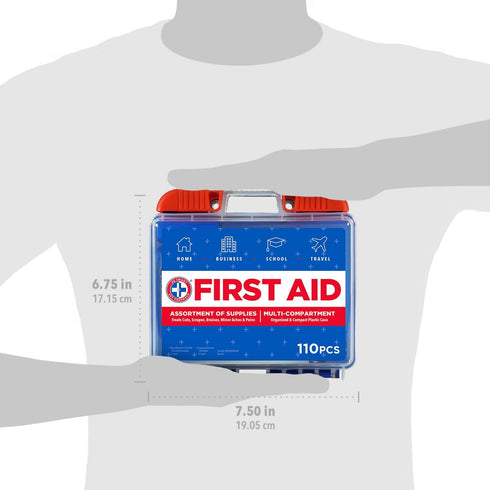 Be Smart Get Prepared 110 pc First Aid Kit for Home, Office, Car, School, Travel, Emergency