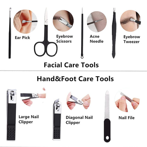 Nail Clipper Set, Portable Manicure Kit for Men with Travel Case, Toe and Finger Nail Clippers