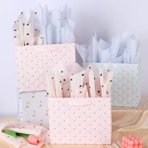Black and White Tissue Paper, Heart Pattern Flowers Wrapping Paper Sheets Anniversary Bouquet Packaging Materials 28pcs Clothes Packing DIY Crafts (3 White + Black Heart) by FWSA WRAPS