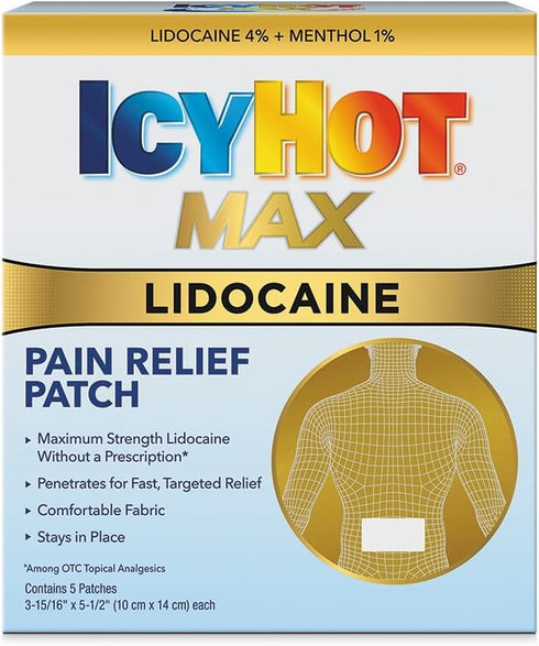 Icy Hot Max Strength Lidocaine Pain Relief Patch - 5 Count for Fast, Targeted Relief