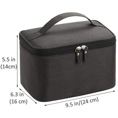 HOYOFO Women Makeup Bag, Portable Travel Toiletry Bag with Mesh Pocket for Women/Men, Black