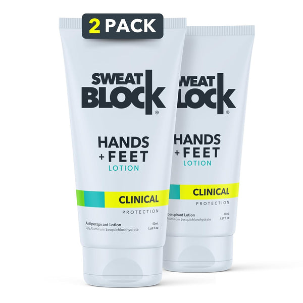 SweatBlock Clinical Strength Antiperspirant Lotion for Hands and Feet - 2 Pack for Excessive Sweating