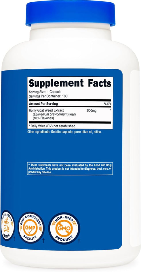 Nutricost Horny Goat Weed Extract | 180 Capsules | 600mg Per Capsule | 180 Servings