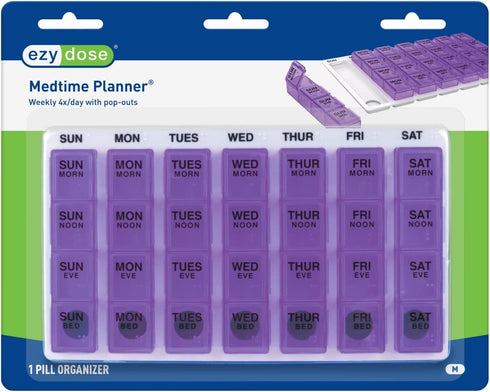 EZY DOSE Weekly (7-Day) Pill Case, Medicine Planner, Vitamin Organizer Box, Medium Pop-Out Compartments, BPA Free