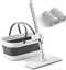 oshang OG7 Flat Mop and Collapsible Bucket, Mop and Bucket for Floor Cleaning, Foldable with Wheels, 2 Microfiber Pads