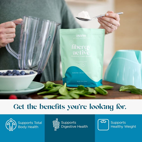 USANA Fibergy Active - Prebiotic Fiber for Gut Health, Non-GMO, Gluten Free, 336 Grams, 28 Servings