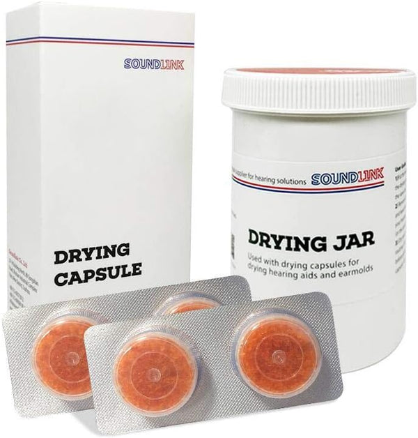Hearing Aids Drying Kit, Includes Drying Jar and Two Drying Capsules (60 * 85mm)