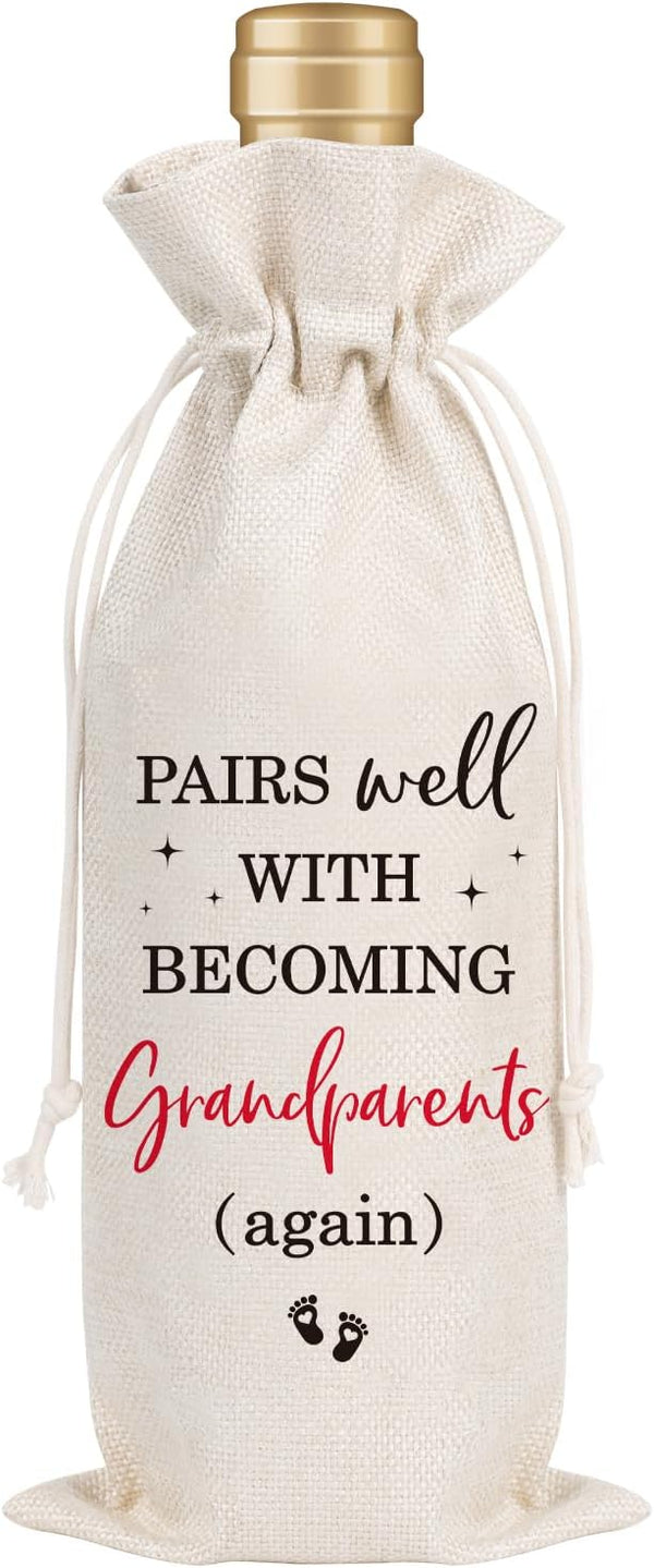 Wxiben Pregnancy Announcement Wine Gift Bag Pairs Well With Becoming Grandparents Wine