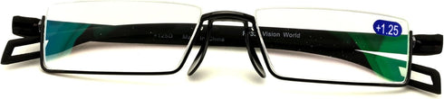 Featherweight Slim Half Rim Memory Flex Reading Glasses, Anti-reflective AR Coating (black, 2.50)