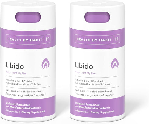 Health by Habit Libido Blend 2 Pack (60 Capsules) - Natural Aphrodisiac Blend with Maca, Ashwagandha