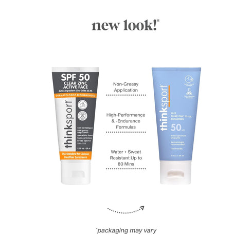Thinksport Mineral Sunscreen, SPF 50, 2 Fl Oz - Clear Zinc Oxide, Water Resistant, Vegan Broad Spectrum