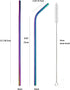 Colorful 12" Stainless Steel Straws, 4pcs Ultra Long Reusable Rainbow Drinking Straws with Silicone Tips & Brush