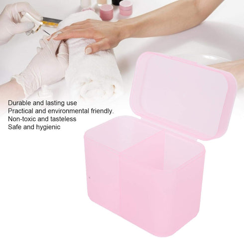 Dioche 2 Grids Nail Storage Box, Nail Polish Remover Pad Container, Cosmetic Storage Box Organizer Holder for Nail Tools