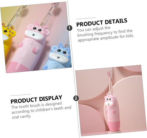 Set GALPADA Boy Girl's Sonic Electric Toothbrush Non-Slip Handle Cartoon Design Soft Bristles for Gentle Cleaning