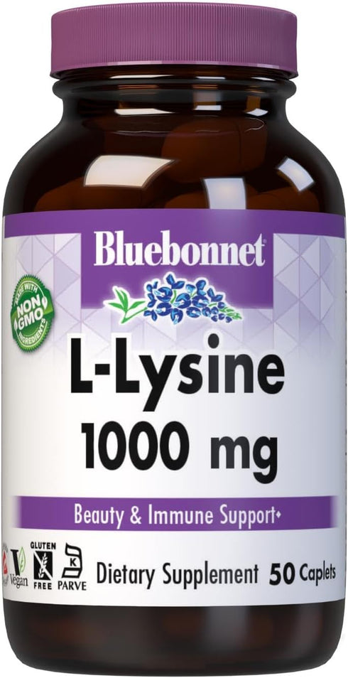 Bluebonnet L-Lysine 1000 mg Caplets, 50 Count
