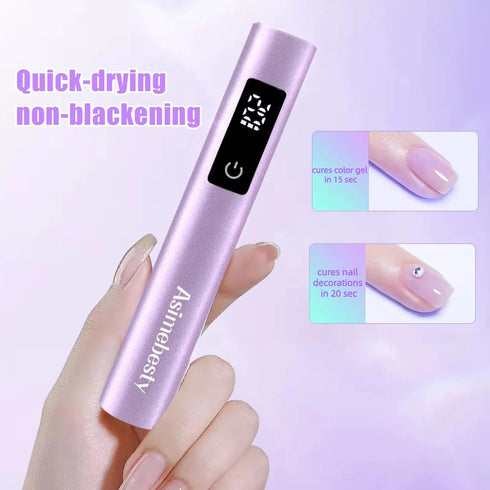 Mini UV Light for Gel Nails, Handheld Nail Lamp with Stand, Portable Cordless UV Nail Dryer Light, Violet