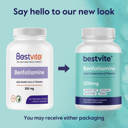 BESTVITE Benfotiamine 300mg - 240 Vegetarian Capsules, No Stearates, Vegan, Non-GMO, Gluten-Free