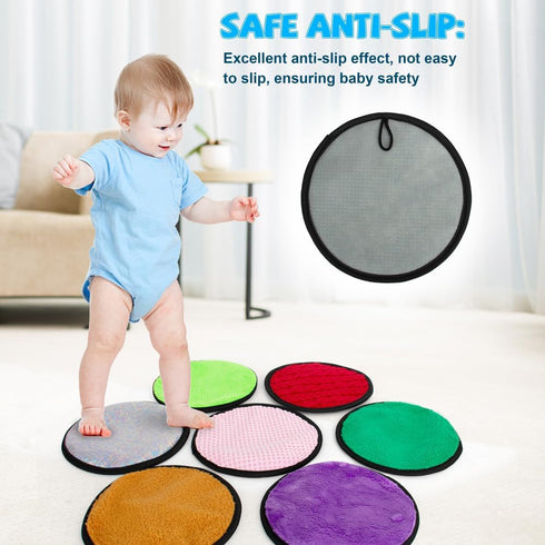 Inbeby 16 Set Round Sensory Mini Mats Textured Sensory Tiles - Sensory Toys for Autistic Children, Babies and Toddlers