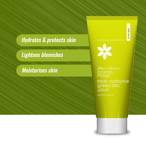Insta Radiance Green Tea Face Pack | 3.53 Oz (100g) | Anti Aging Facial Mask for Fine Lines | Hydrating Skincare for Natural Glow
