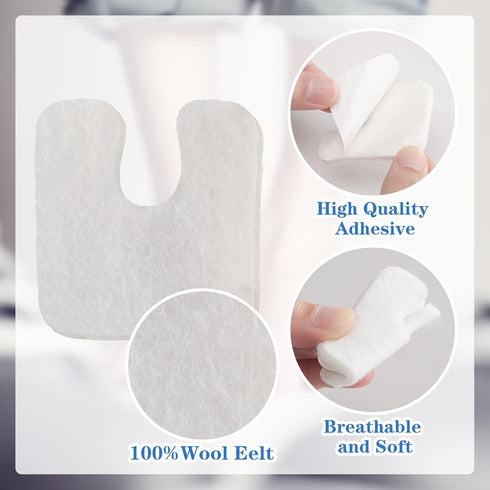 48 Pieces U-Shaped Felt Callus Pads - Metatarsal Foot Pads for Pain Relief, Self-Adhesive Foam Cushion for Men & Women
