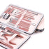 Nail Clippers and Beauty Tool Portable Set - Rose Gold Stainless Steel 18 in 1 Manicure Set with Leather Bag