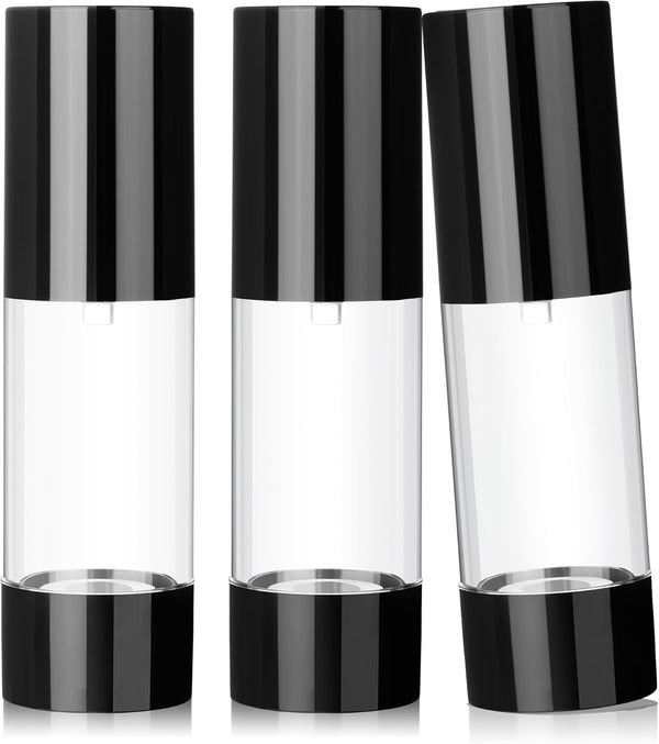 RONRONS 1oz Airless Pump Bottles, Refillable Leak Proof Travel Toiletry Containers for Lotion, Gel, Foundation (3