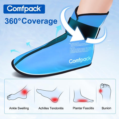 Foot Ankle Ice Pack Wrap, 2 Packs Reusable Gel Ice Pack for Foot After Surgery, Pain Relief for Plantar Fasciitis,