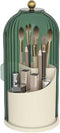Makeup Brush Holder with Dustproof Cover, 360 Rotating Organizer for Vanity Bathroom (Green)
