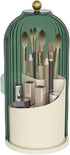Makeup Brush Holder with Dustproof Cover, 360 Rotating Organizer for Vanity Bathroom (Green)
