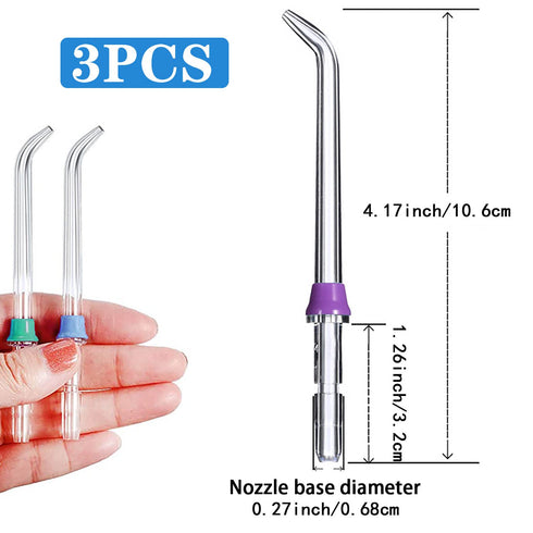 3 Pcs Replacement Heads for Waterpik Water Flossers, Tips for Other Brand Oral Irrigators (Blue Purple Green)