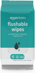 Amazon Basics Flushable Adult Toilet Wipes, Fragrance Free, 126 Count, 3 Packs of 42